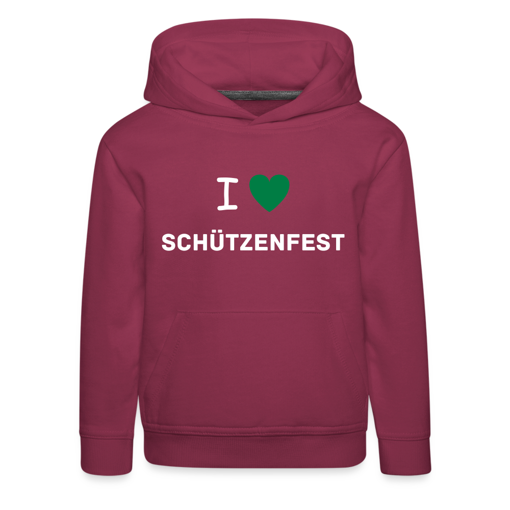 Kinder Premium Hoodie "I-Love-Schützenfest" - Bordeaux