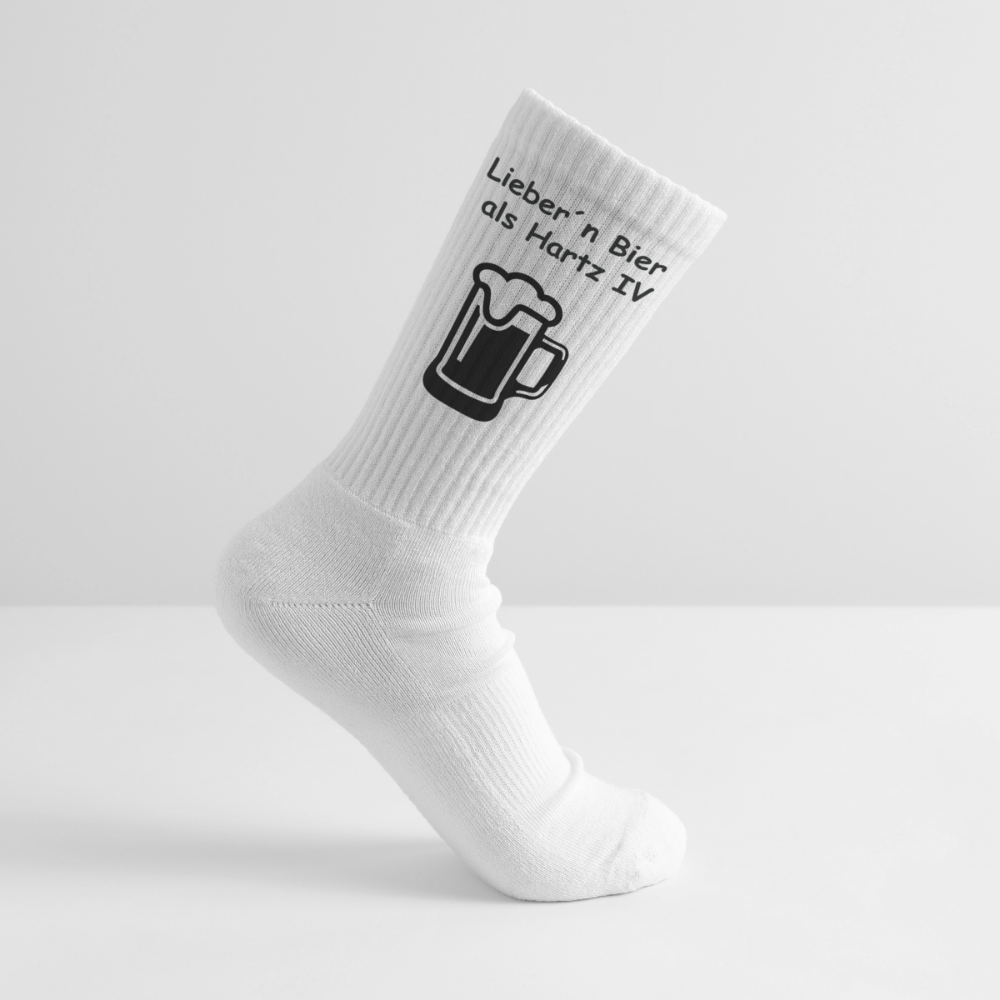 Tennissocken "Lieber ein Bier..." - Weiß