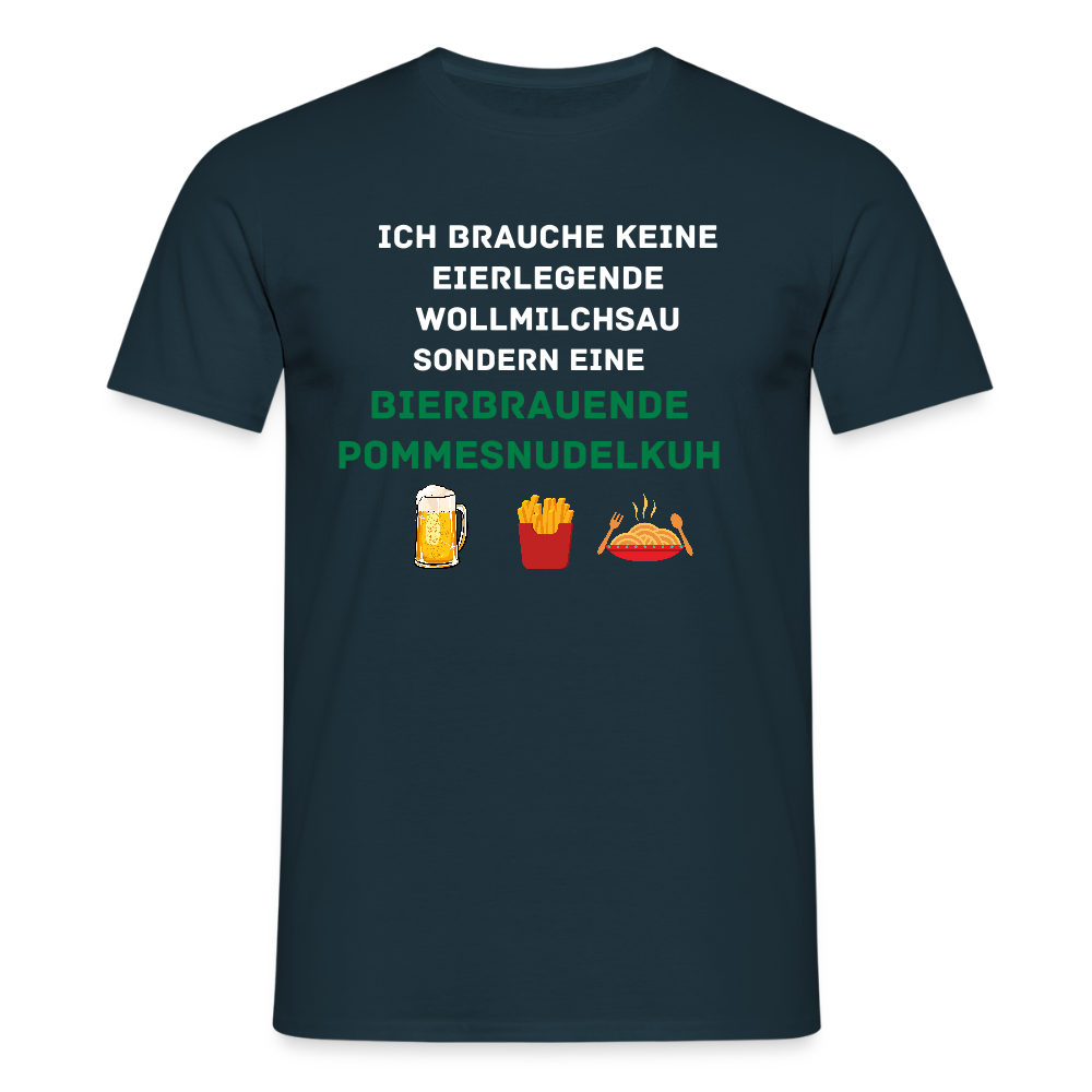 Männer T-Shirt "Pommesnudelkuh" - Navy