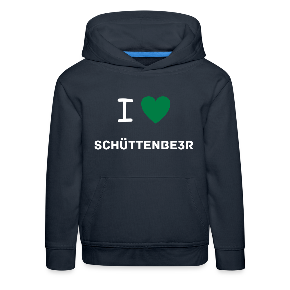 Kinder Premium Hoodie "I-Love-Schüttenbeer" - Navy