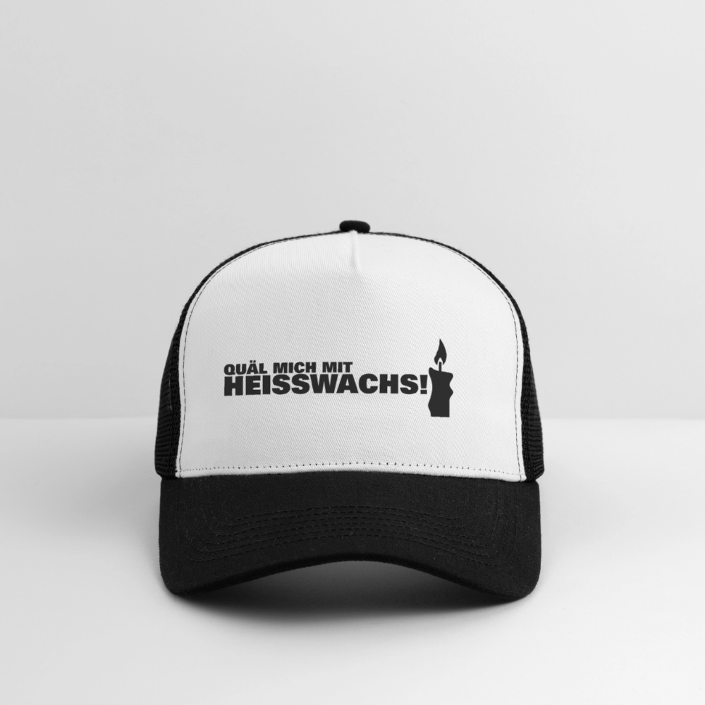 Trucker Cap "Quäl mich mit Heisswachs" - Weiß/Schwarz