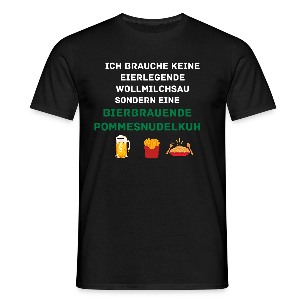 Männer T-Shirt "Pommesnudelkuh" - Schwarz