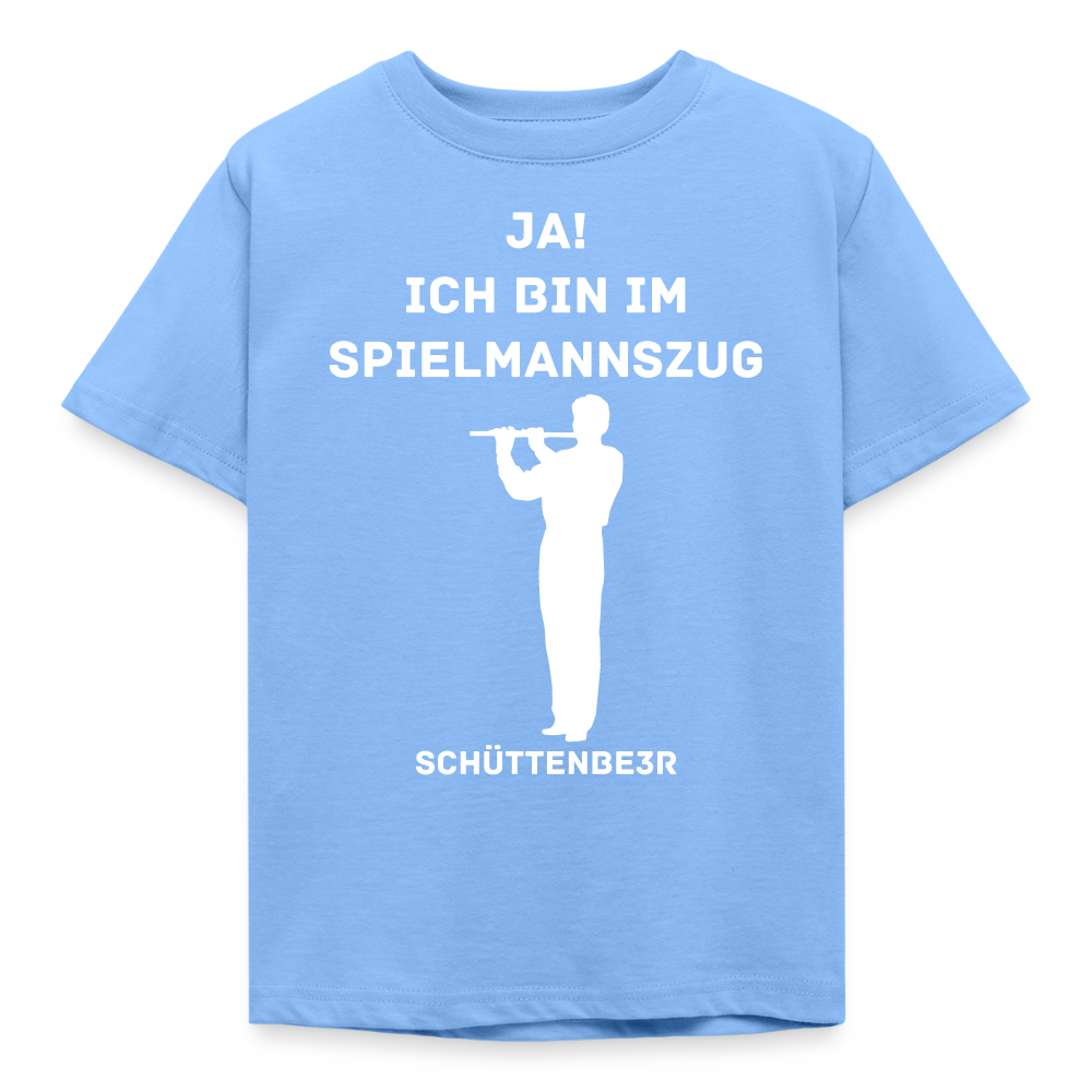 Kinder T-Shirt "Ja ich bin im Spielmannszug Flöte" - Himmelblau