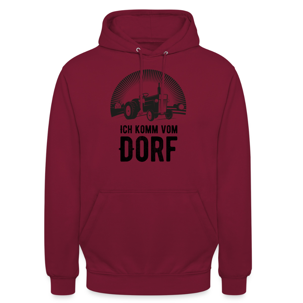 Hoodie "Ich komme vom Dorf" Unisex - Bordeaux
