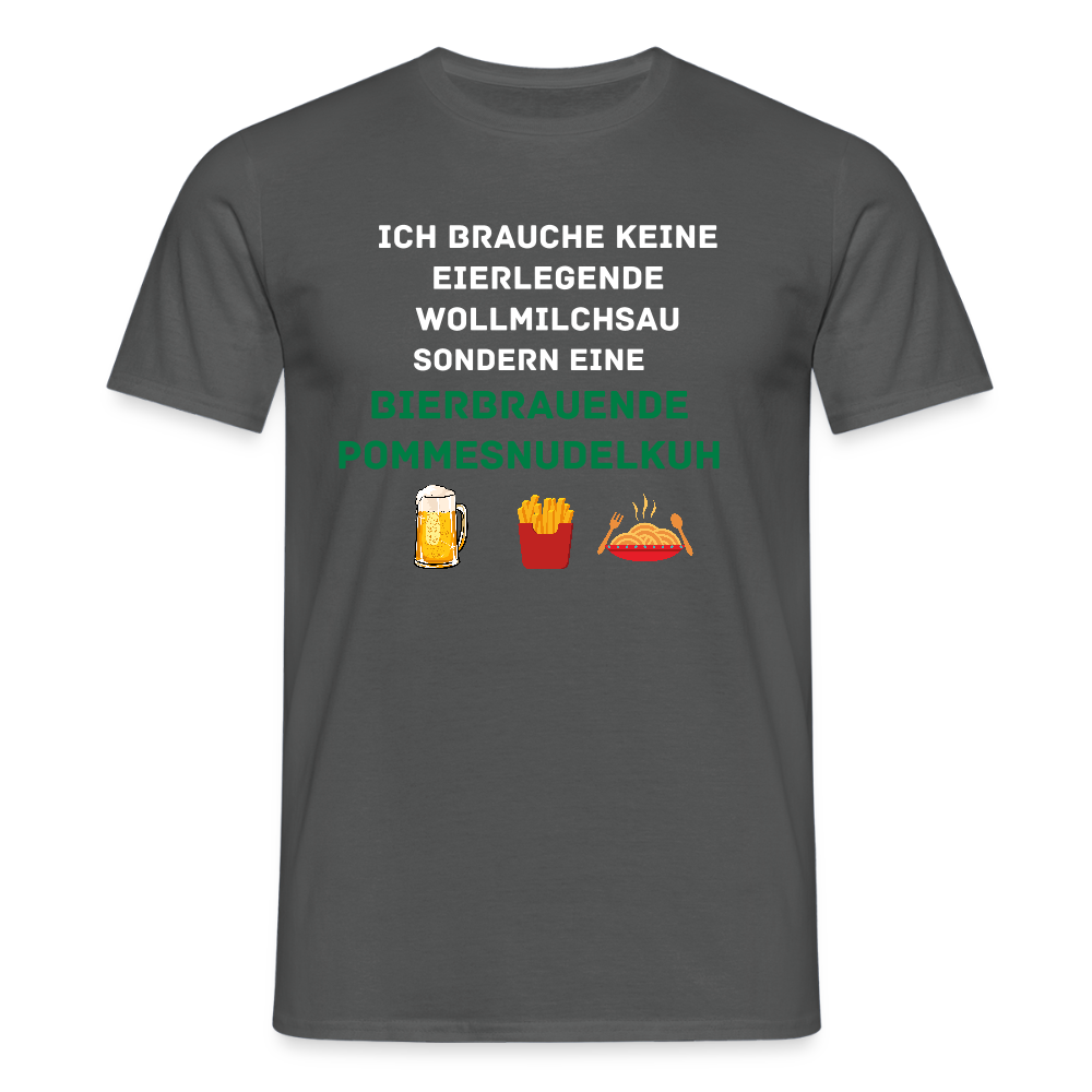 Männer T-Shirt "Pommesnudelkuh" - Anthrazit