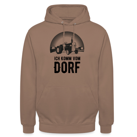 Hoodie "Ich komme vom Dorf" Unisex - Mokka