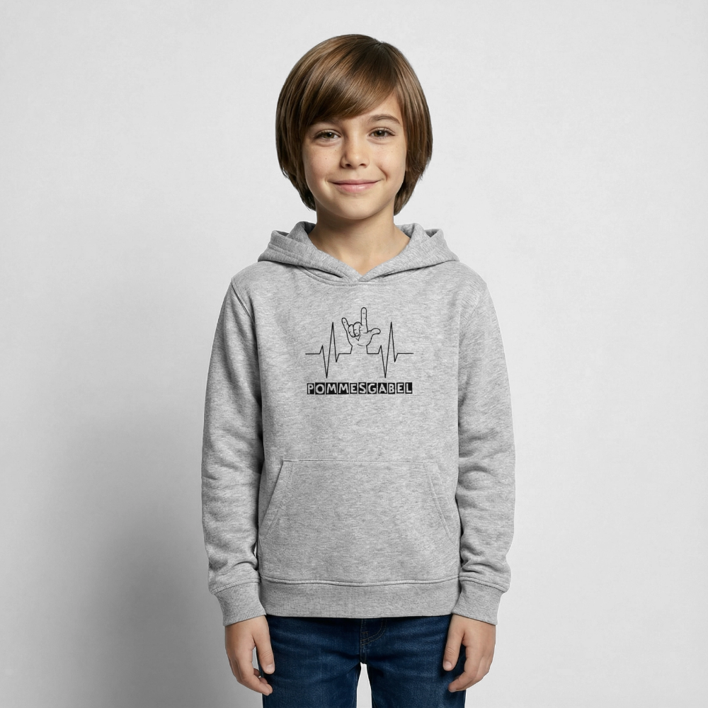 Kinder Hoodie "Pommesgabel" - Hellgrau meliert
