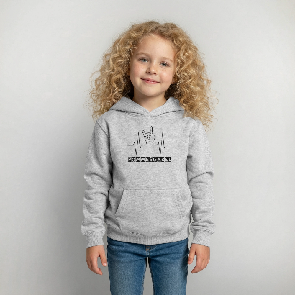 Kinder Hoodie "Pommesgabel" - Hellgrau meliert