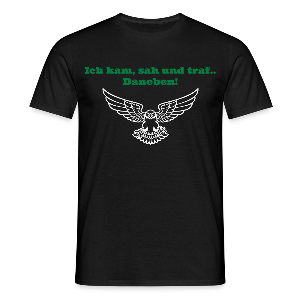 Herren T-Shirt "Ich kam, sah und traf.." - Schwarz