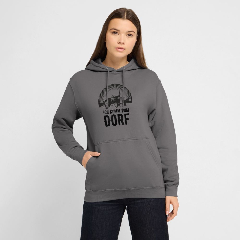 Hoodie "Ich komme vom Dorf" Unisex - Mittelgrau