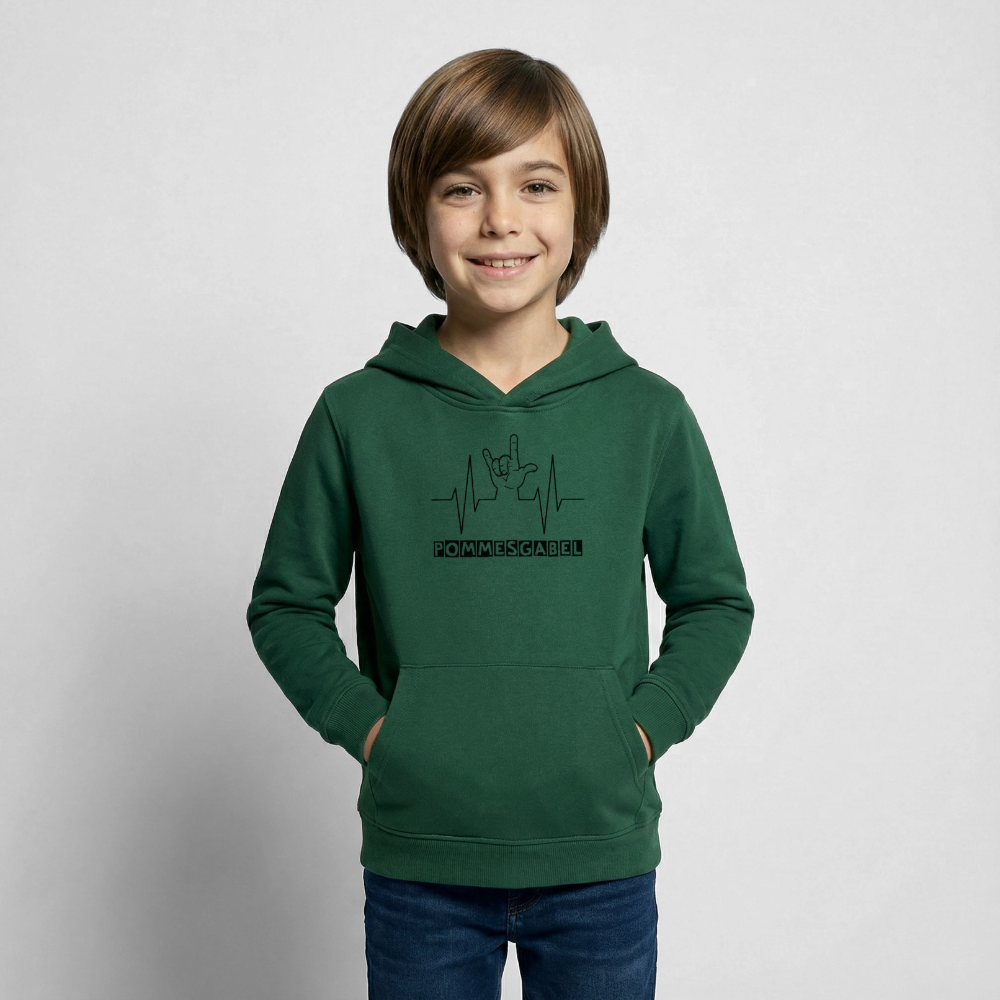 Kinder Hoodie "Pommesgabel" - Flaschengrün