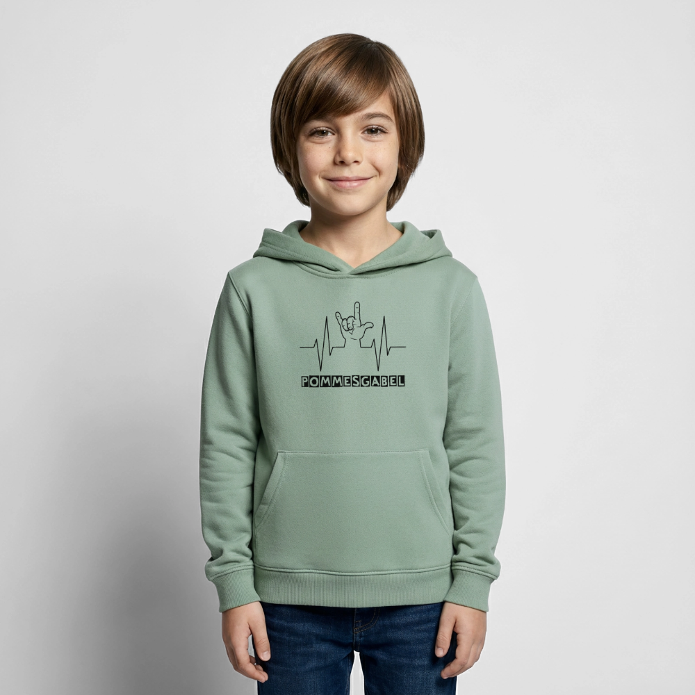Kinder Hoodie "Pommesgabel" - Graugrün