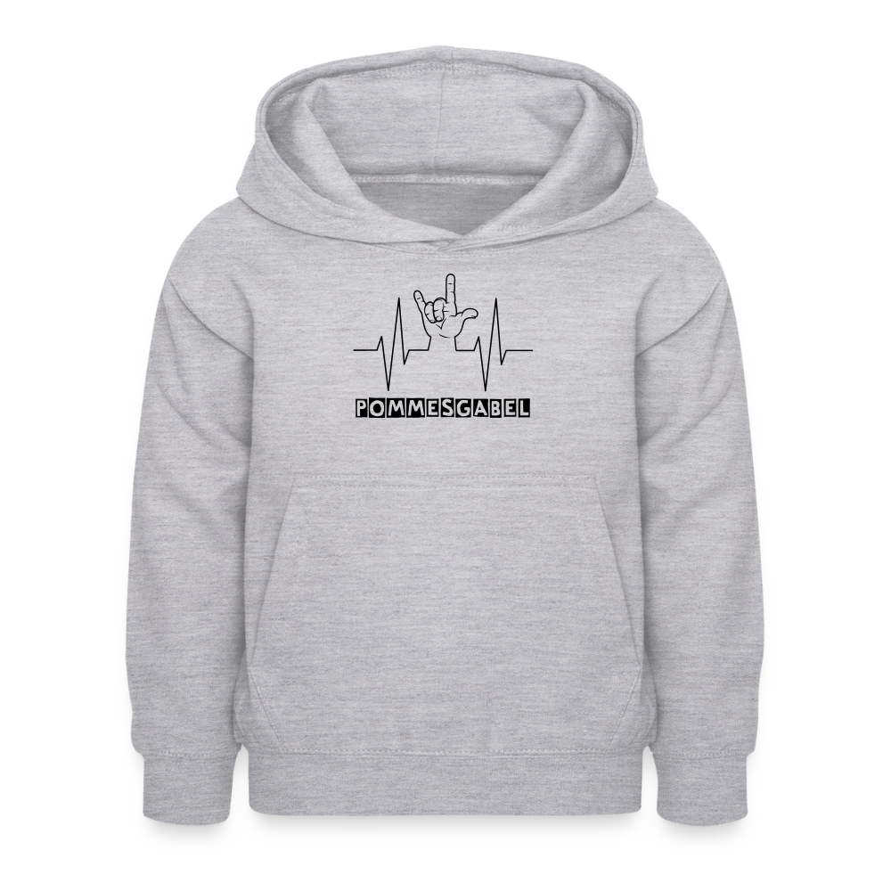 Kinder Hoodie "Pommesgabel" - Hellgrau meliert