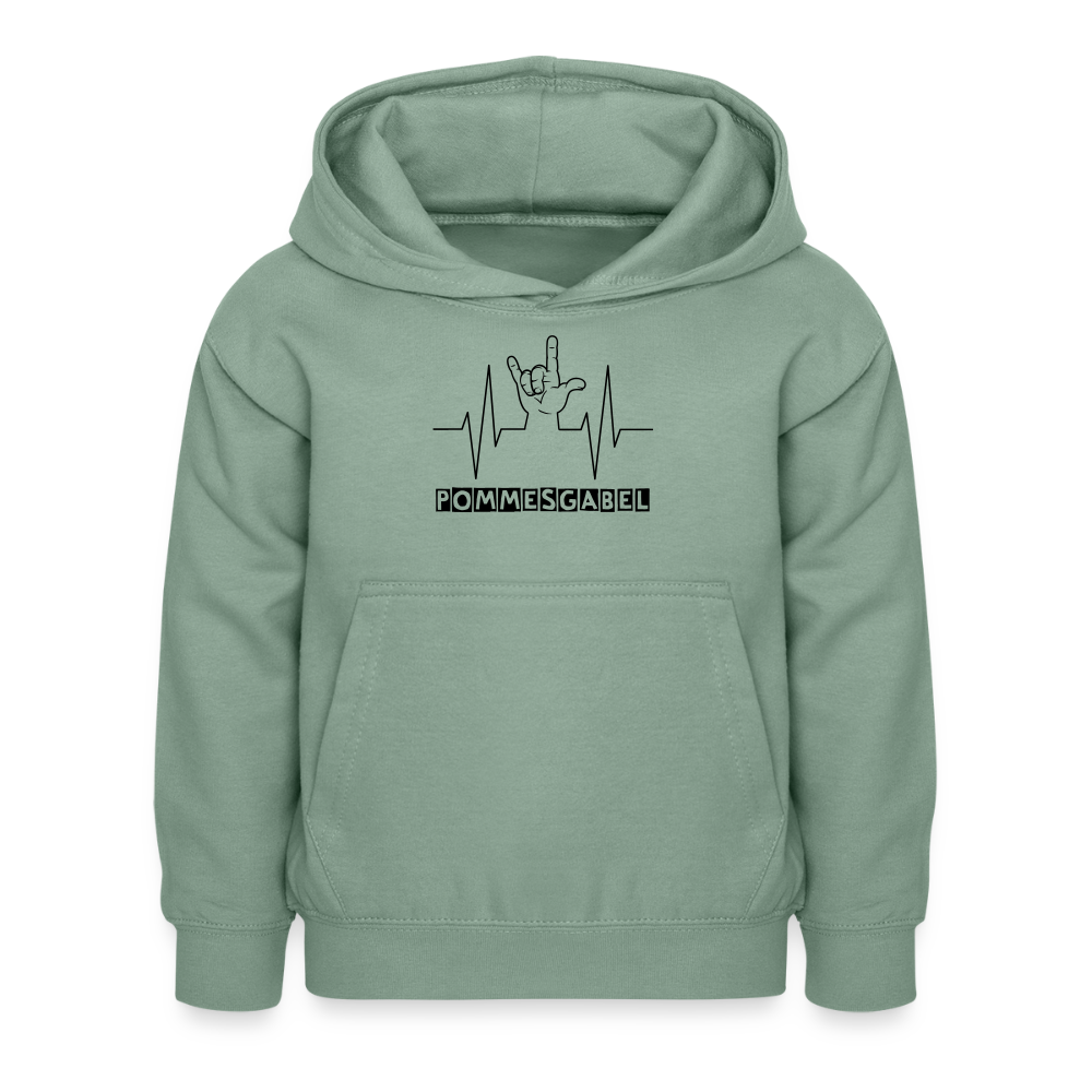 Kinder Hoodie "Pommesgabel" - Graugrün