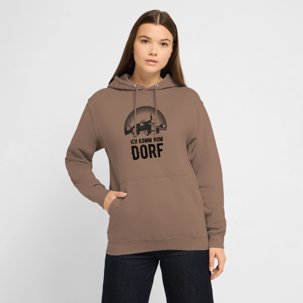 Hoodie "Ich komme vom Dorf" Unisex - Mokka