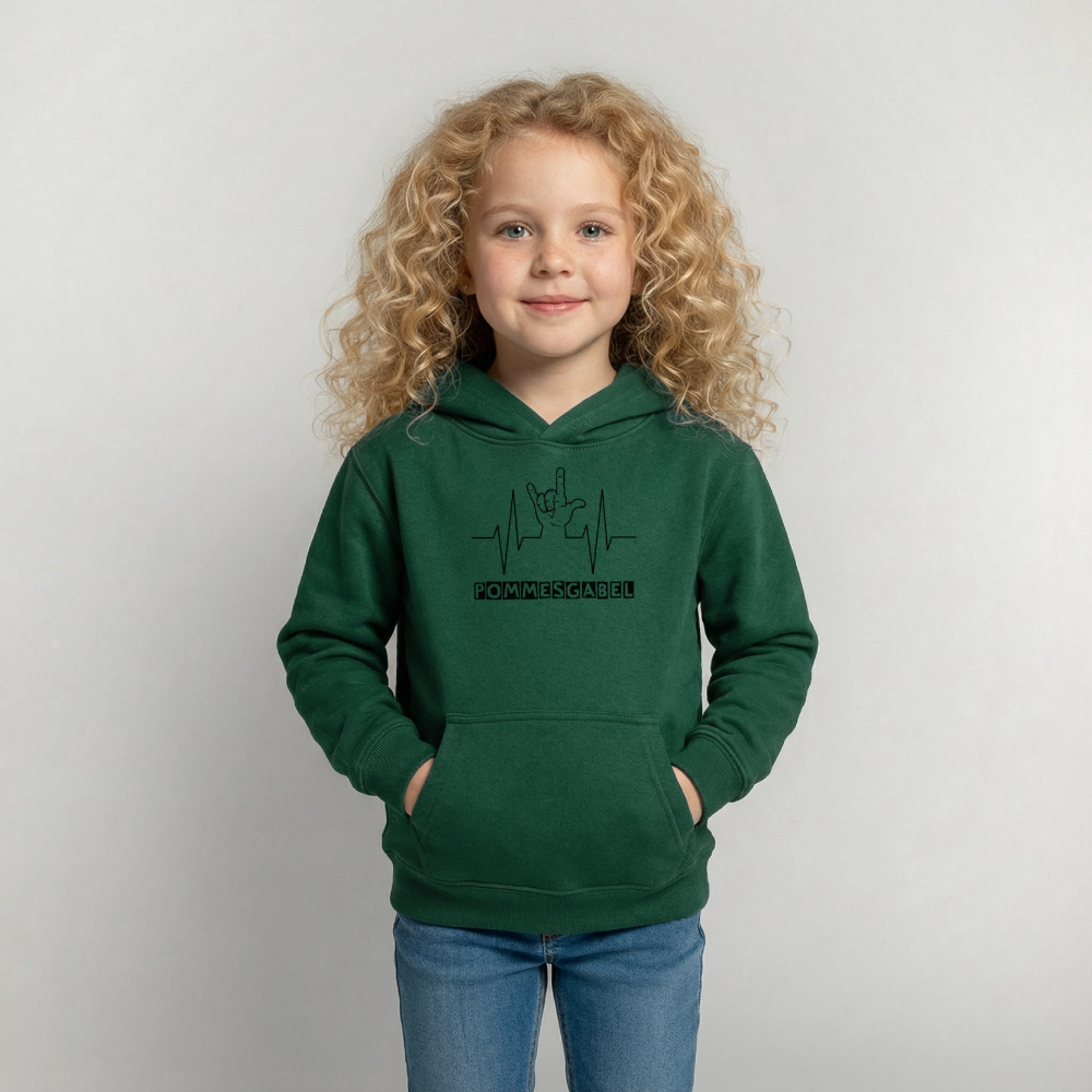 Kinder Hoodie "Pommesgabel" - Flaschengrün