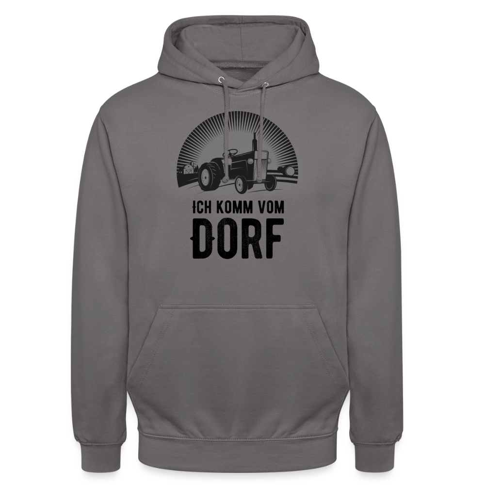 Hoodie "Ich komme vom Dorf" Unisex - Mittelgrau