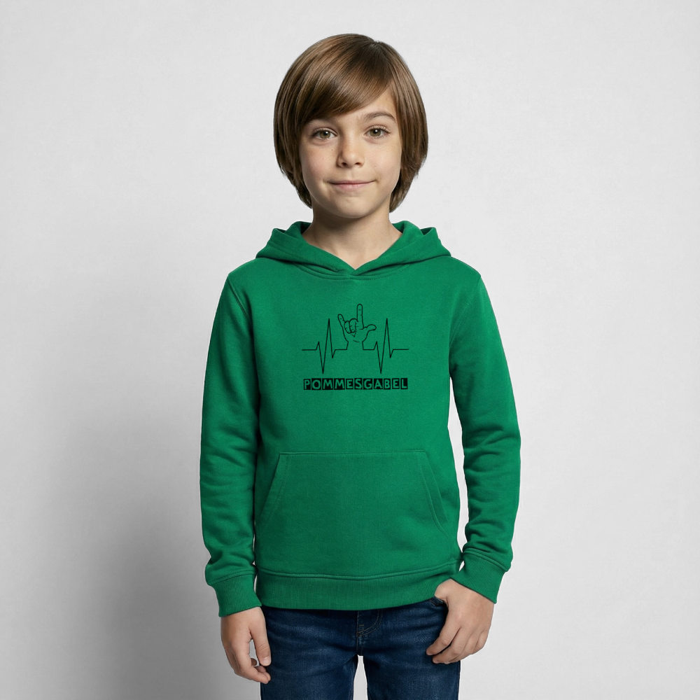 Kinder Hoodie "Pommesgabel" - Kelly Green
