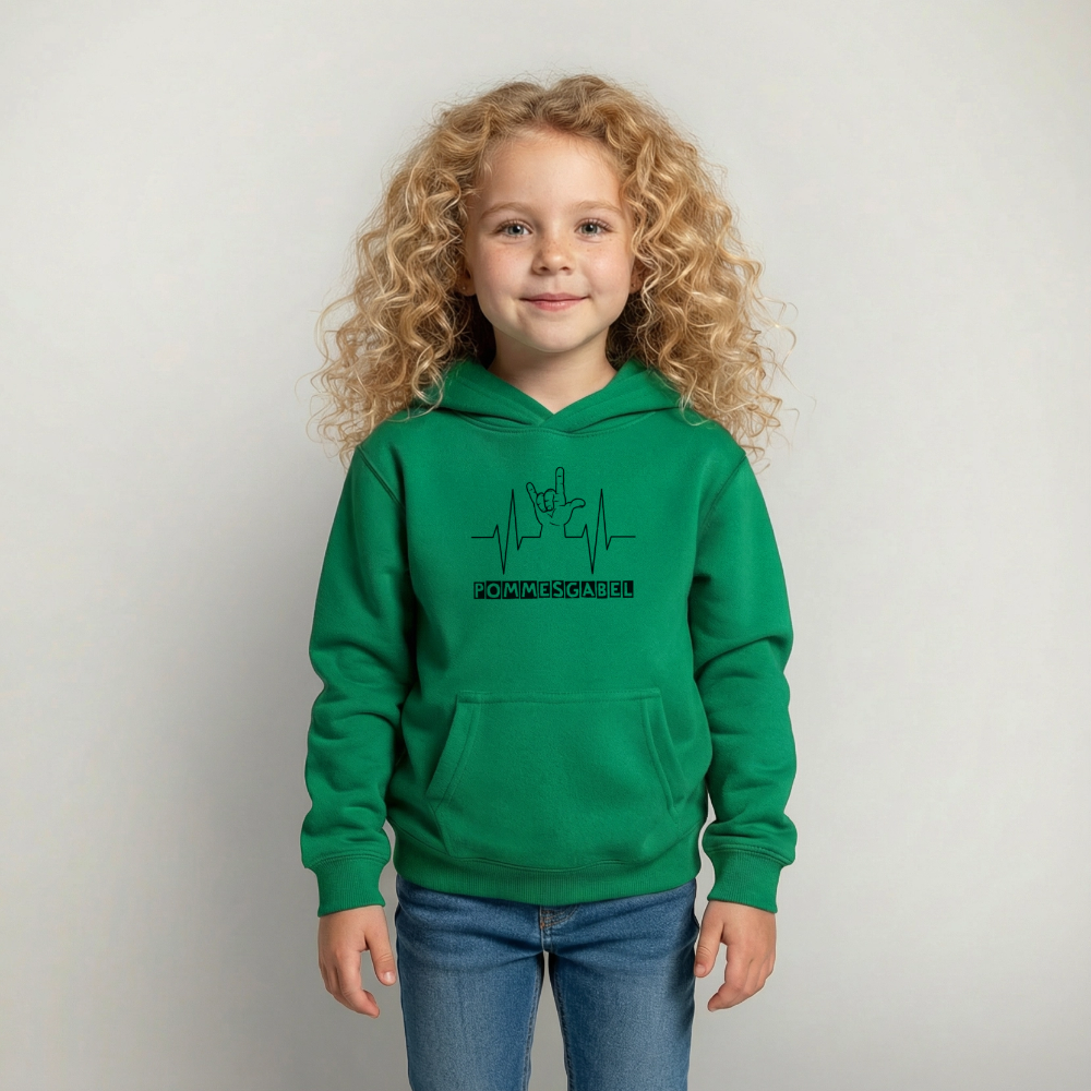 Kinder Hoodie "Pommesgabel" - Kelly Green