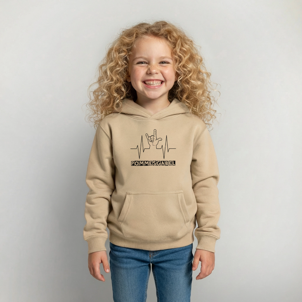 Kinder Hoodie "Pommesgabel" - Sand