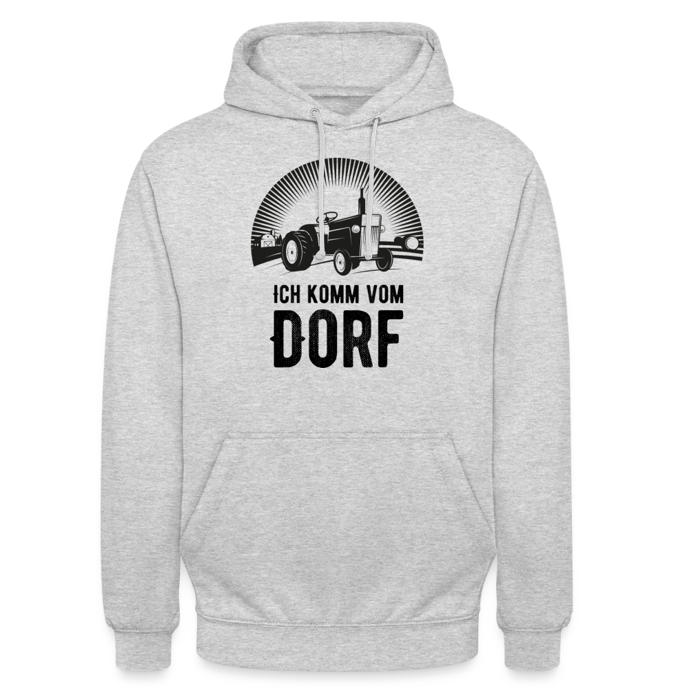Hoodie "Ich komme vom Dorf" Unisex - Hellgrau meliert