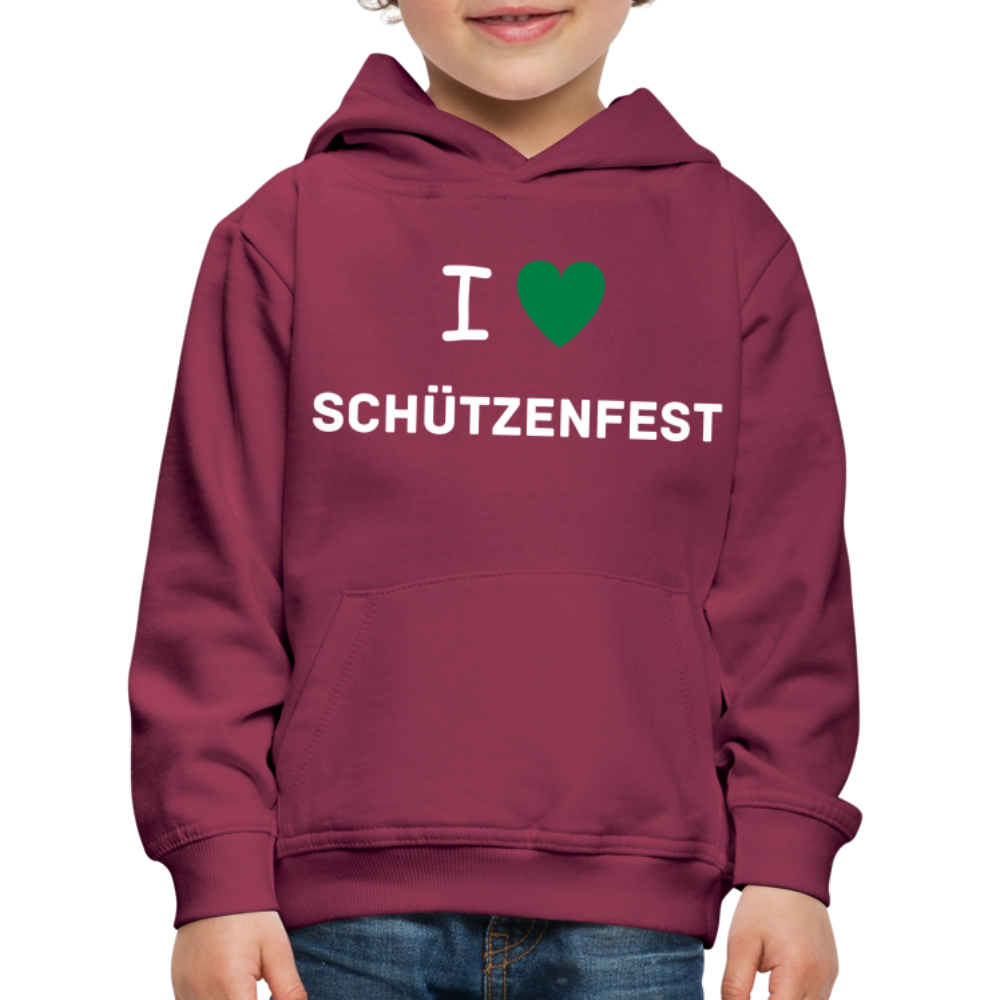 Kinder Premium Hoodie "I-Love-Schützenfest" - Bordeaux