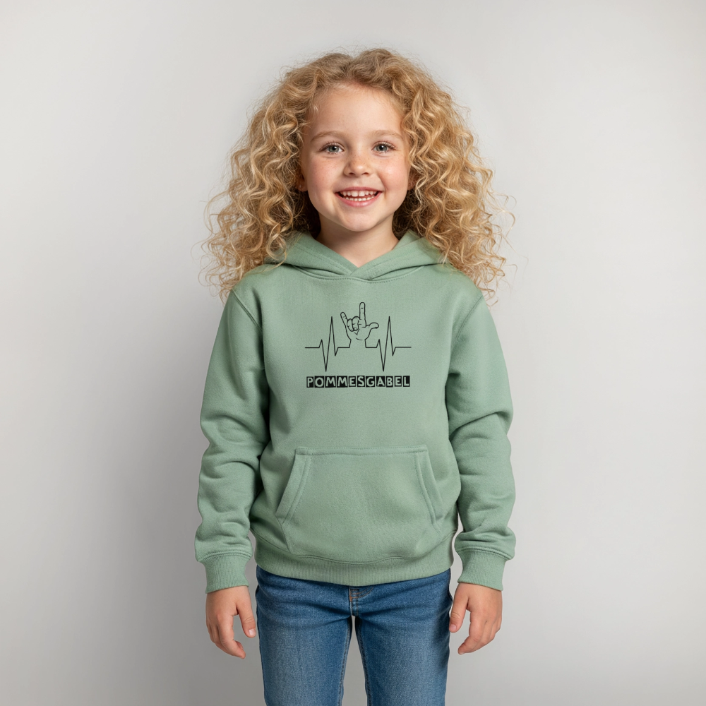 Kinder Hoodie "Pommesgabel" - Graugrün