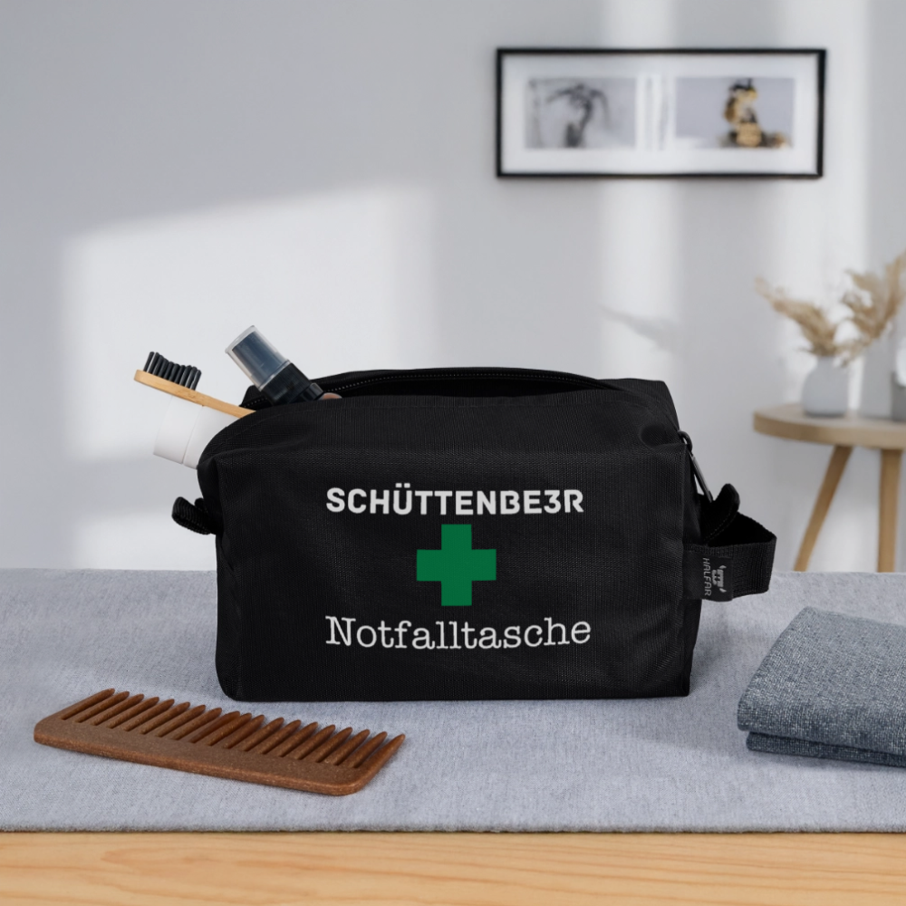 Kulturbeutel "Notfalltasche Schüttenbeer" - Schwarz