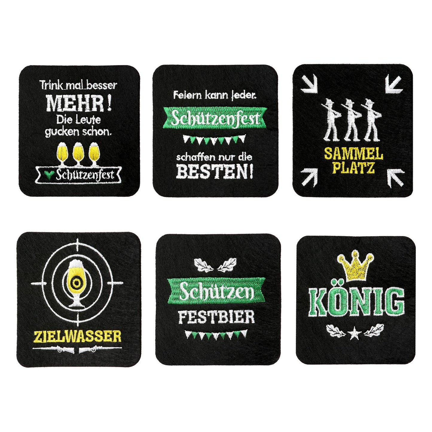 Untersetzer Schützenfest 6-sort. schwarz versch. Motive